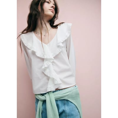 Blouse coton à volants MANGO TEEN