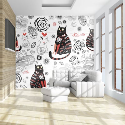 Papier peint intissé panoramique Pour enfants Chats amoureux EDEN