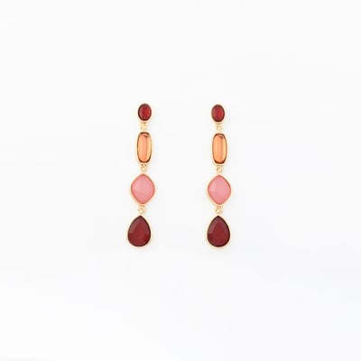 Boucles d'oreilles pierres facettées roses et bordeaux BALABOOSTE
