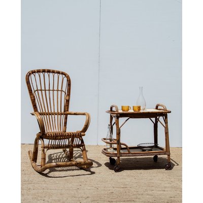 Grand rocking-chair en rotin Alibert N°35 - Bon état DEBONGOUT