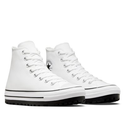 Converse alte pelle bianche discount