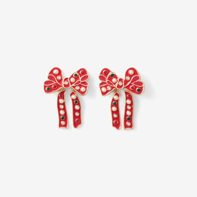 Boucles d'oreilles nœuds rouges avec perles BALABOOSTE