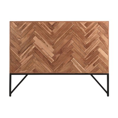 Tête de lit à motifs chevrons en bois massif et métal noir L165 cm STICK MILIBOO