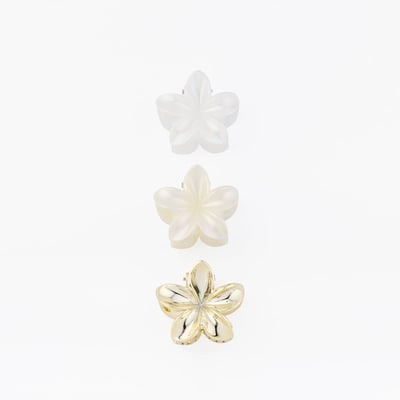 Set de 3 pinces cheveux fleurs blanc perle et dorée BALABOOSTE