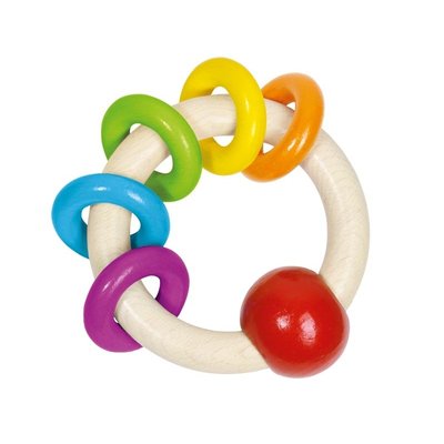 Hochet avec 5 anneaux arc-en-ciel GOKI
