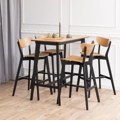 Table de bar et 4 tabourets de bar scandinaves en bois - LETA HELLIN, DEPUIS 1862