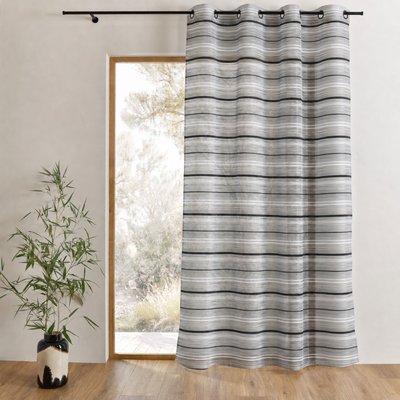 Voilage organza tissé à rayures horizontales et œillets HOME MAISON