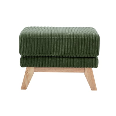 Pouf repose-pieds scandinave en tissu chenille terre brûlée et bois clair OSLO MILIBOO