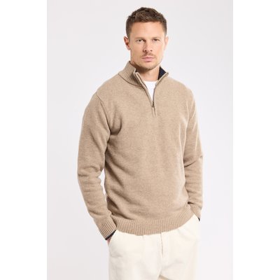 Pull col montant zippé manches longues - laine GUY DE BERAC
