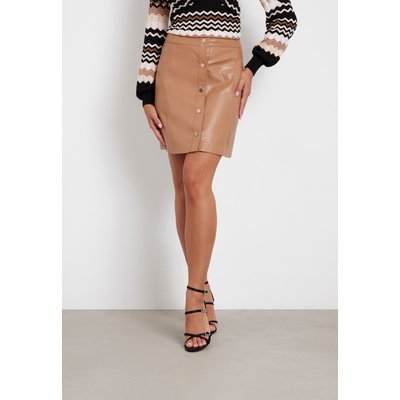 Jupe cuir camel La Redoute