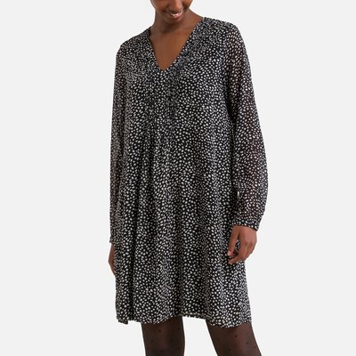 Платье короткое с принтом и V-образным вырезом VERO MODA