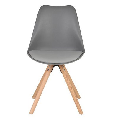Chaise scandinave à coque grise pieds chêne Cross ZAGO