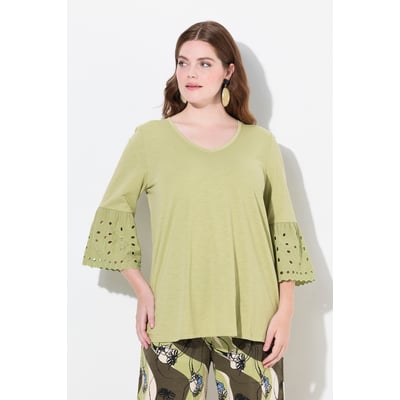 T-shirt, manches à volants en dentelle ULLA POPKEN