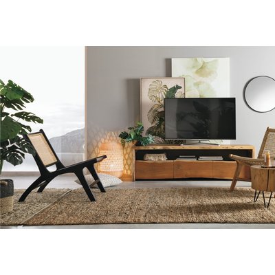 Meuble TV en bois d'acacia naturel 3 tiroirs 1 niche L160 - MIMOSA HELLIN, DEPUIS 1862