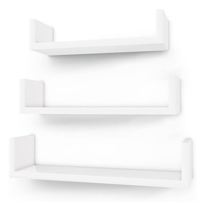 Lot de 3 Étagères Murales modernes - Blanc brillant CALICOSY