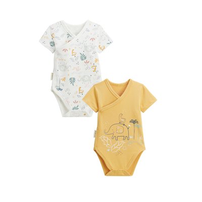 Lot de 2 bodies bébé manches courtes ouverture croisée Hawaiki PETIT BEGUIN