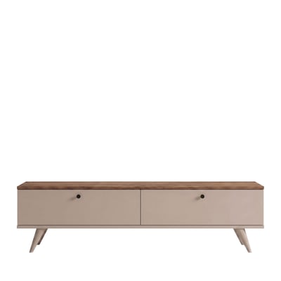 Meuble TV 2 portes plateau bois foncé L160cm- YARA DRAWER