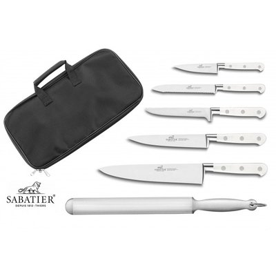 Trousse de cuisinier à double volet 5 couteaux + fusil Sabatier Toque SABATIER