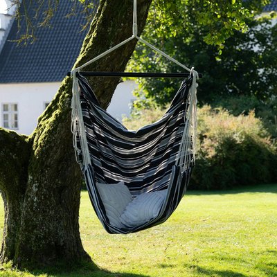 Hamac chaise suspendue en tissu gris, noir et blanc MENDOZA PIER IMPORT