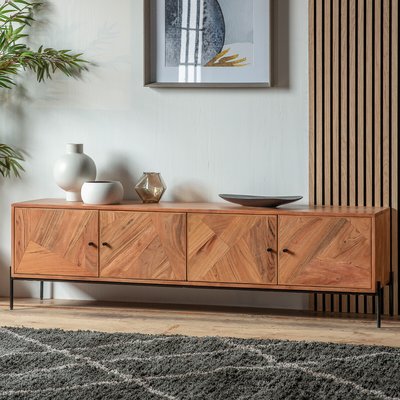 Balaya Inlaid Wood 4 Door Wood TV Unit SO'HOME