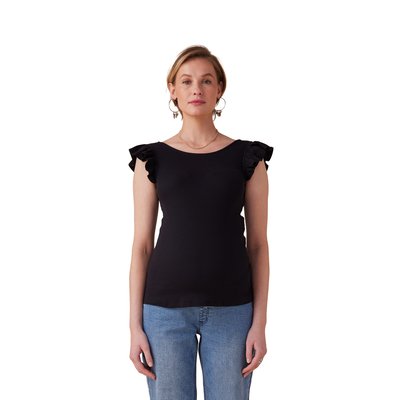 Tee-shirt grossesse en côtes manches courtes volantées ENVIE DE FRAISE