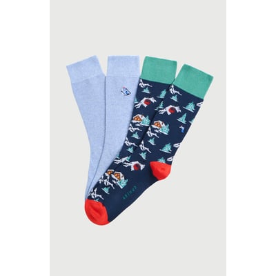 Pack 2 chaussettes en coton imprimé Noël en altitude ARTHUR