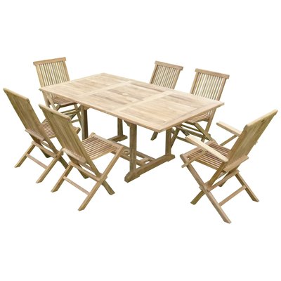 Ensemble salon de jardin en teck premium SUNANG 4 chaises 2 fauteuils JENAE TECK'LINE