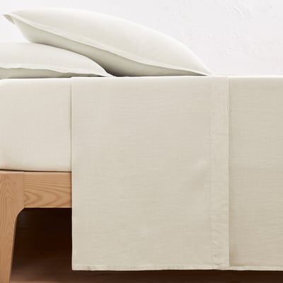 Drap plat uni en lin lavé, Linot LA REDOUTE INTERIEURS
