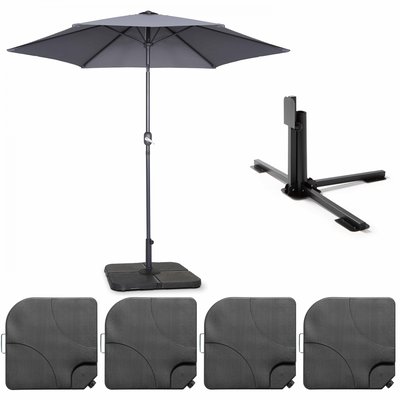 Parasol droit inclinable (Ø3m) et 4 dalles à lester remplissable, MATERA OVIALA
