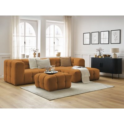 Canapé d'angle fixe 3 places en tissu avec pouf, CLOUD BOBOCHIC