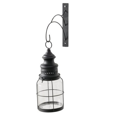 Lanterne murale en métal noir et verre 25x12.5x46.5cm WADIGA