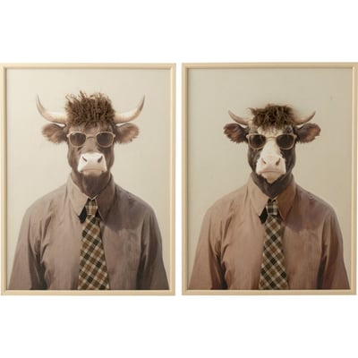 Tableau vache en toile, Lot de 2 RECOLLECTION