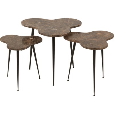 Table gigogne abeille en marbre  et métal  design RECOLLECTION