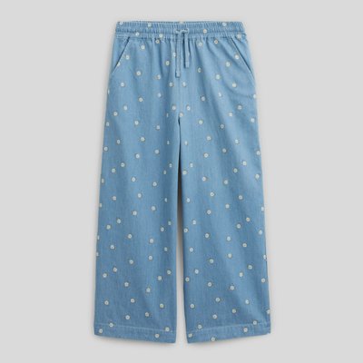 Pantalon brodé en denim léger MONOPRIX