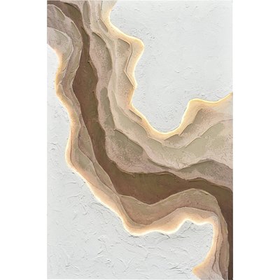 Tableau mural abstrait lumineux tons terre et relief texturé RECOLLECTION