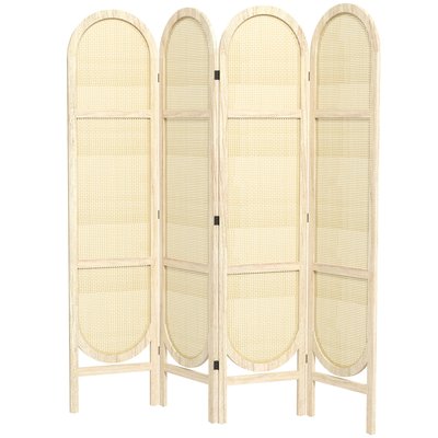 Paravent interieur pliable 4 panneaux effet rotin bois HOMCOM
