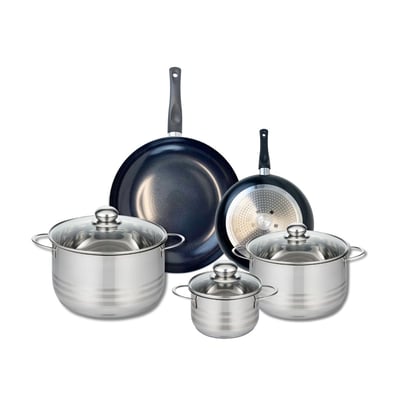 Batterie 2 poêles 20/28cm + 3 faitouts 14/20/24cm PRIMA BRILLANT ELO