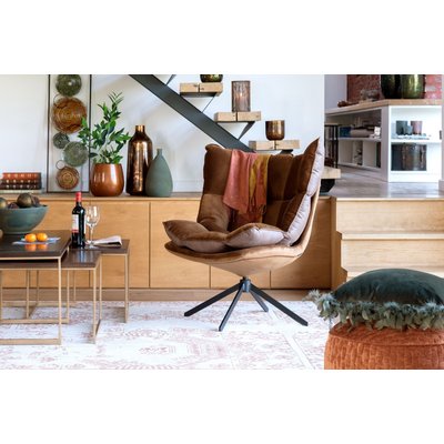 Fauteuil de relaxation pied métal noir et tissu et simili - FENIX HELLIN, DEPUIS 1862