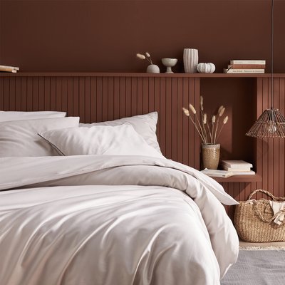 Parure de lit unie Housse couette + taies rectangles en percale de coton, Made in France, BRUME A DEMAIN