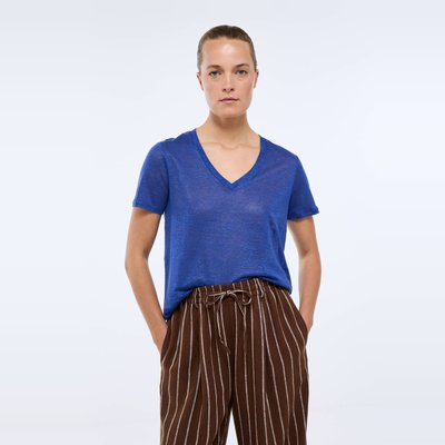 T-shirt manches courtes uni en lin MONOPRIX
