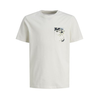 Logo Print Cotton T-Shirt with Short Sleeves JACK & JONES JUNIOR