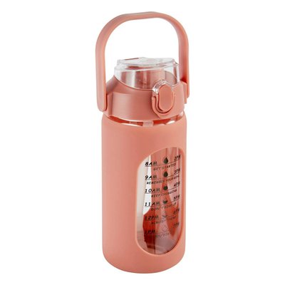 Bouteille en verre et silicone avec paille et housse 1L 5FIVE SIMPLY SMART