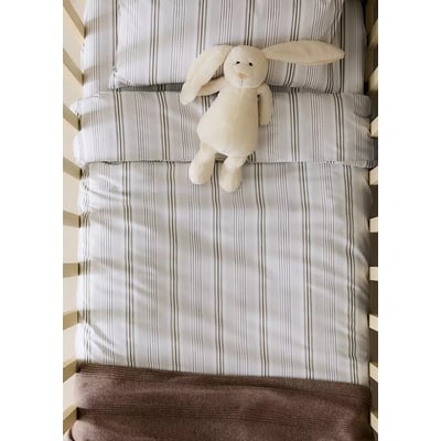 Housse de couette percale de coton 200 fils rayures MANGO HOME