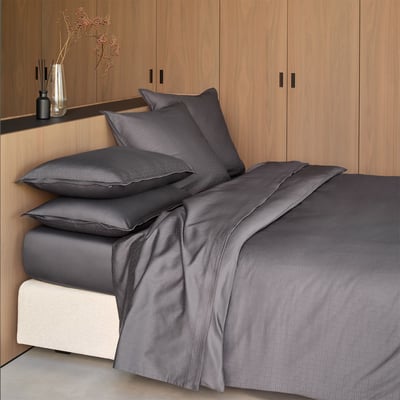 Drap plat en satin de coton beige, LATTICE BOSS HOME
