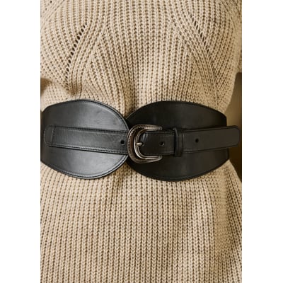 Ceinture large élastiquée en cuir LA FEE MARABOUTEE
