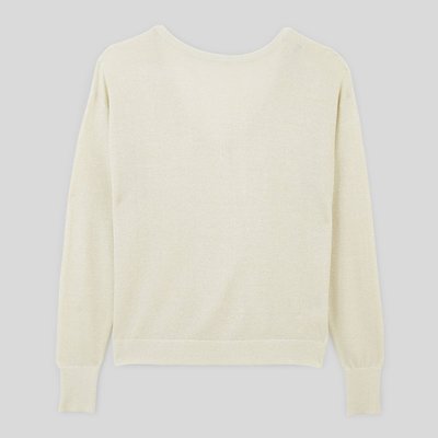 Pull col rond devant et col V dos réversible, contenant des fils métallisés MONOPRIX