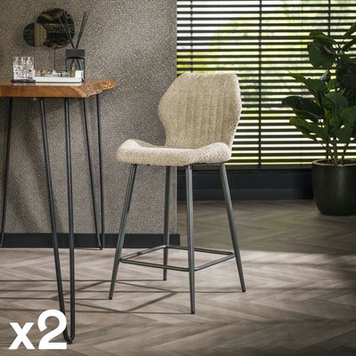 Chaise de bar beige en bouclette avec repose-pieds (lot de 2) GALWAY PIER IMPORT