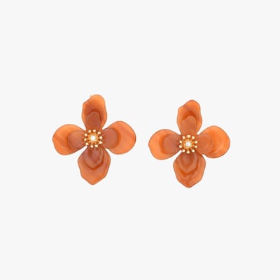 Boucles d'oreilles clips - fleurs orange BALABOOSTE