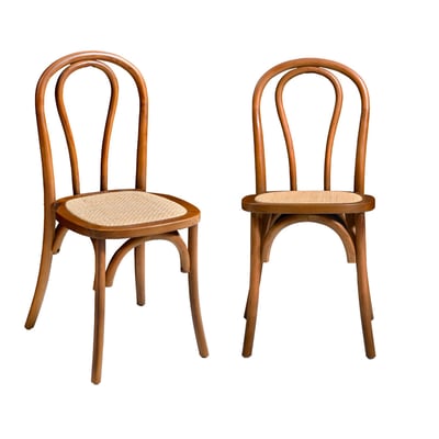 Chaise vintage bois et rotin (lot de 2) BASTILLE SWEEEK