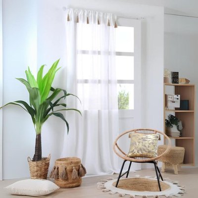 Voilage bohème à pompons en jute LOVELY CASA